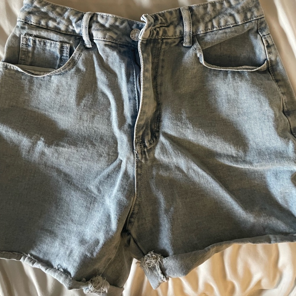 Long light denim shorts